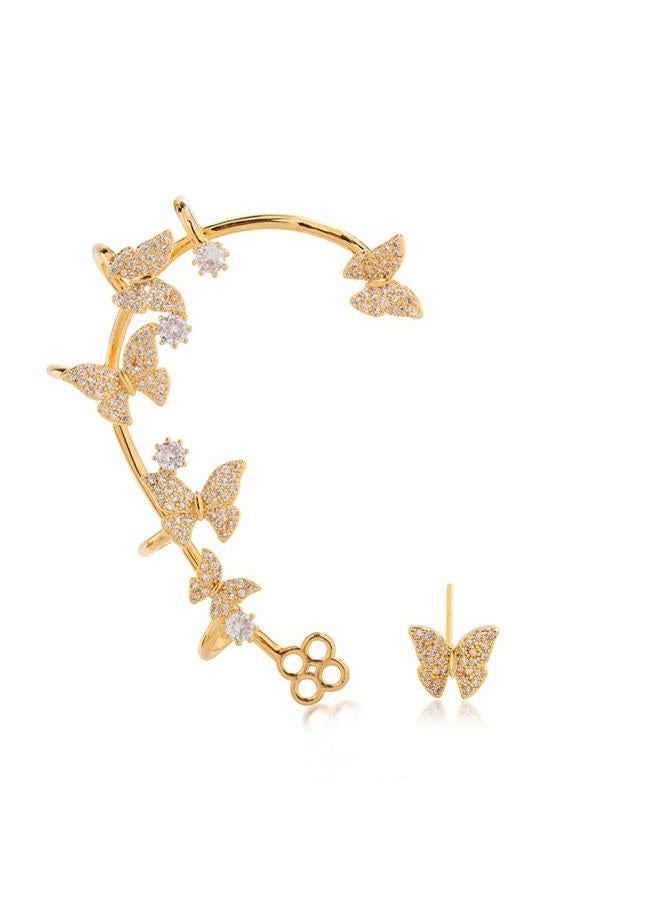 Vercret Gold Earrings Cuff for Women CZ Earring Ear Cuff for Friend, Sister, Daily Wearing - Image 1