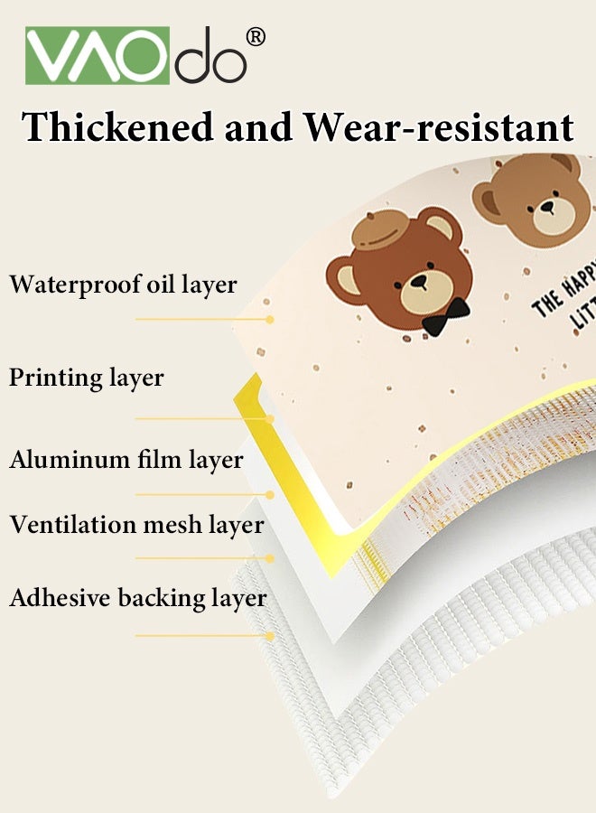 VAOdo Cartoon Bear Wall Sticker, Peel and Stick Self-adhesive Wallpaper, Home Wall Decoration PVC Sticker, Waterpoof Removable Kitchen Wallpaper, for Desk Kitchen Playroom Bedroom Classroom and Kindergarten 500*60CM - Image 4