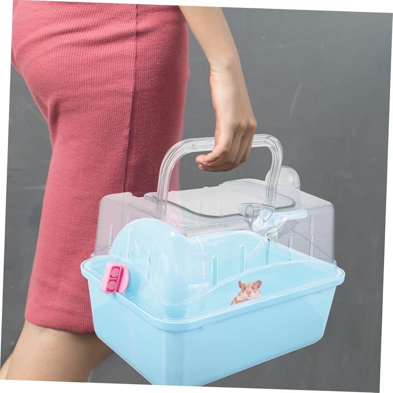 Garneck Portable Hamster Carrier Cage Handle Travel-Friendly Design for Small Pets Multi-Level Hamster Travel Box Wide View and Easy Access - Image 4