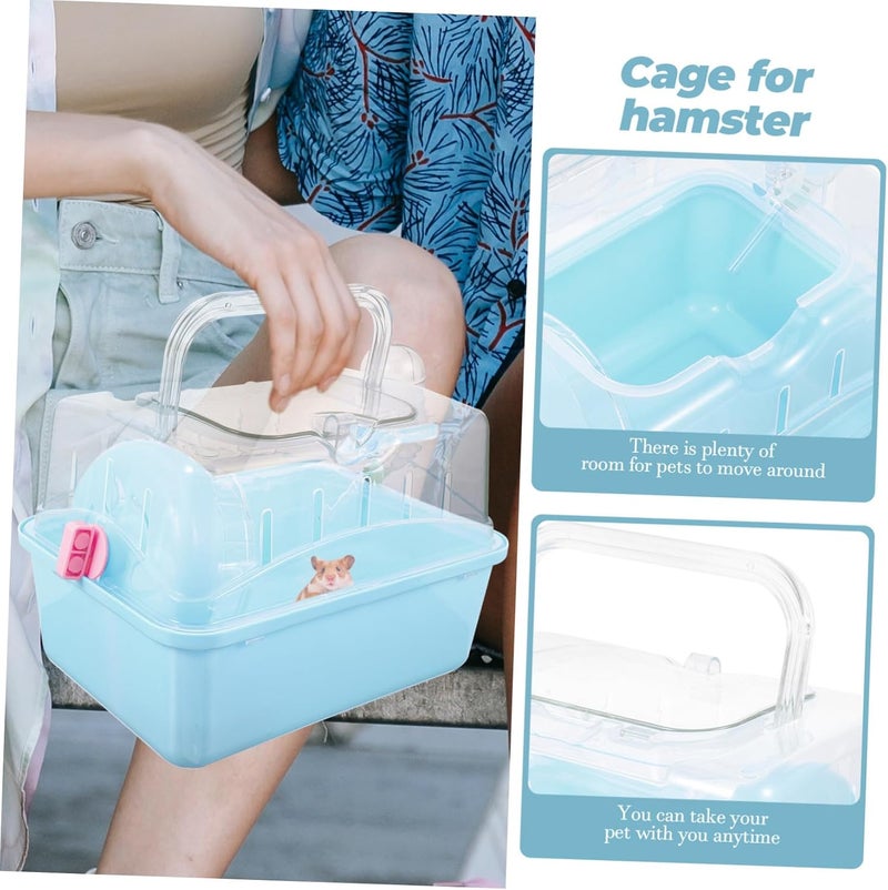 Garneck Portable Hamster Carrier Cage Handle Travel-Friendly Design for Small Pets Multi-Level Hamster Travel Box Wide View and Easy Access - Image 3