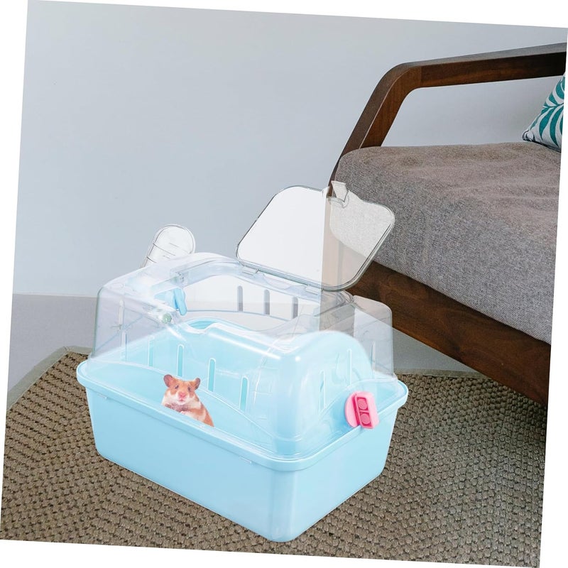 Garneck Portable Hamster Carrier Cage Handle Travel-Friendly Design for Small Pets Multi-Level Hamster Travel Box Wide View and Easy Access - Image 5