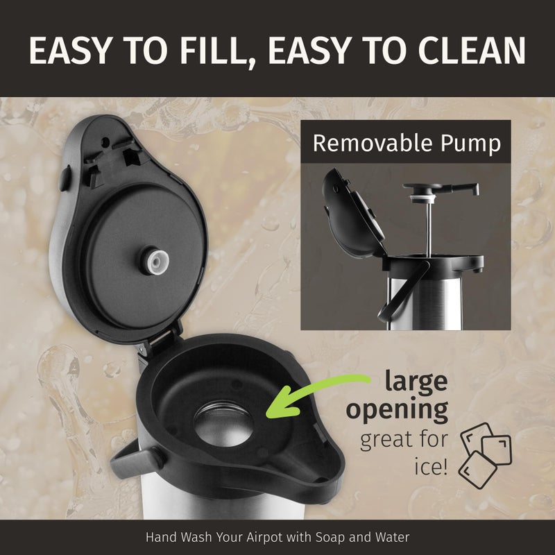 Cresimo إبريق قهوة حراري 74 أونصة، يحافظ على المشروبات ساخنة لمدة 12 ساعة وباردة لمدة 36 ساعة، إبريق قهوة من الفولاذ المقاوم للصدأ معزول للمشروبات الساخنة، سهل الاستخدام بيد واحدة للمكتب، المنزل، الحفلات، زجاجة شاي متينة - Image 5