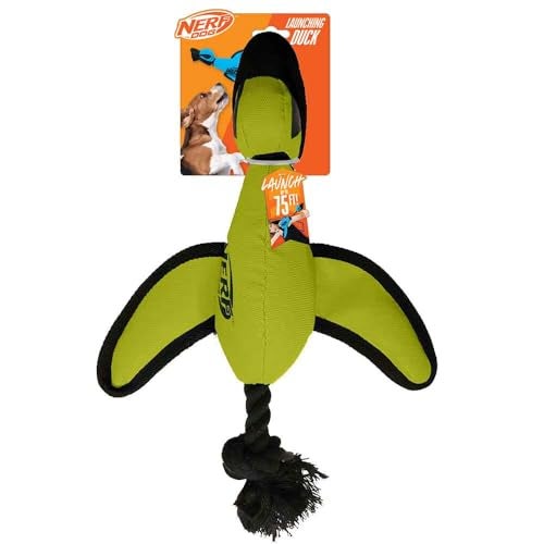 Nerf Dog Trackshot Launching Duck Dog Toy 165 Dog Fetch Toy for Medium and Large Breeds Green - Image 1