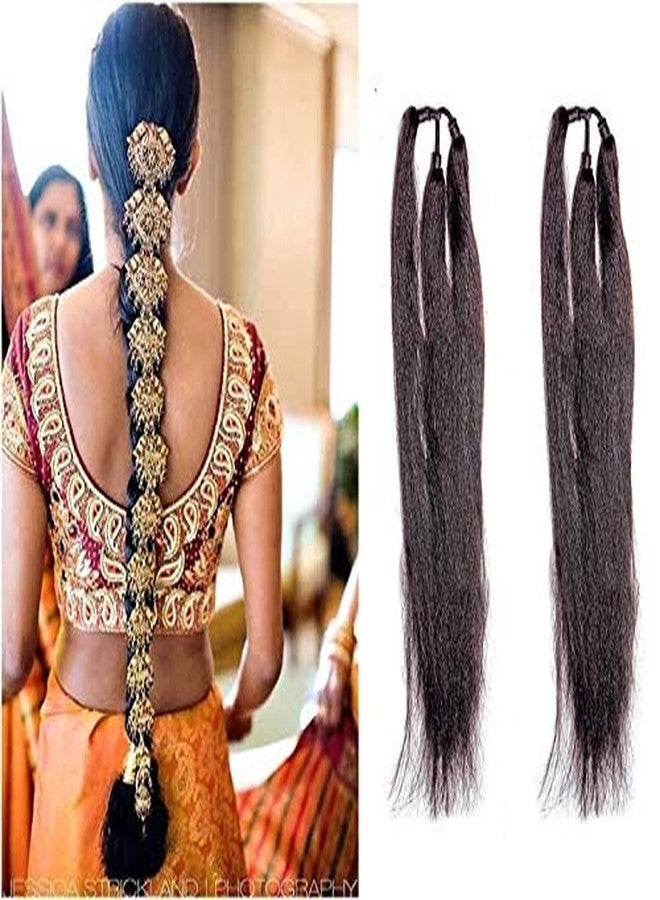 BLUSHIA Combo of Hair Extensions, Hair Parandi, Hair Choti Parandi, Hair Accessories, Dark Brown, 50 Grams, Pack of 2 - Image 1