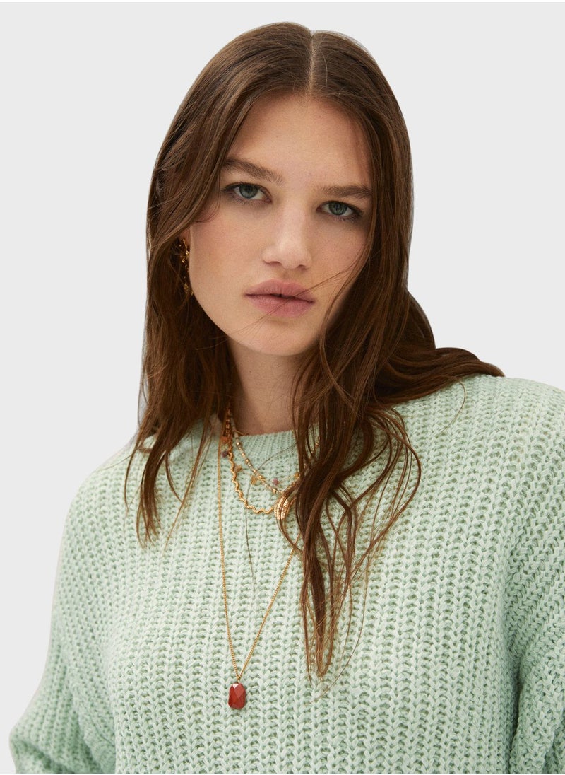 MANGO - Crew Neck Knitted Sweater - Image 1