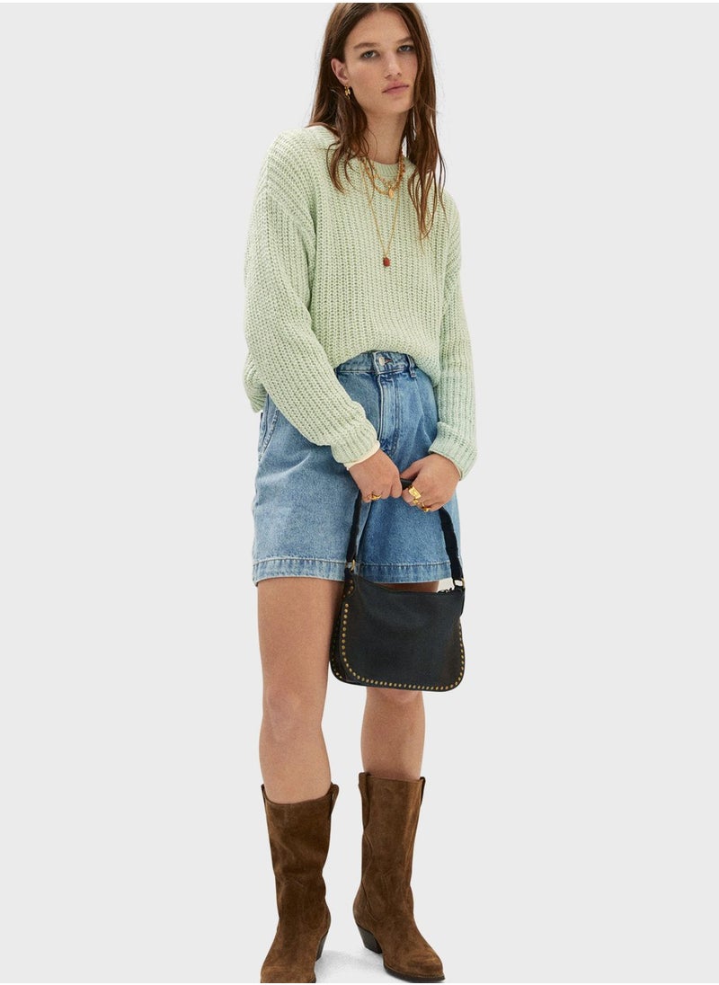 MANGO - Crew Neck Knitted Sweater - Image 1