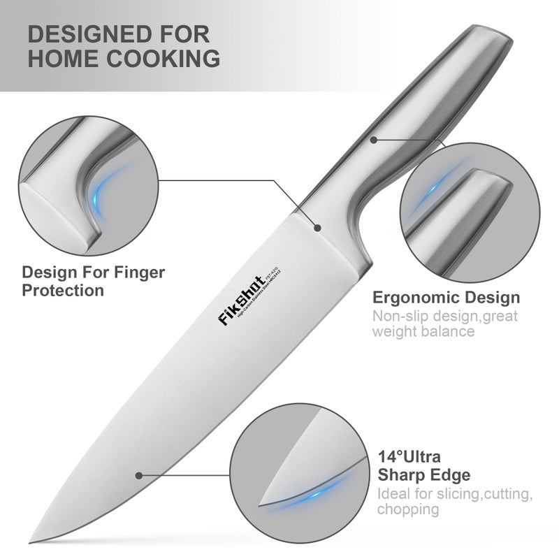 FikShot Kitchen Knife Set  Fikshot Premium Stainless Steel Knife Block Set  Razor-Sharp Santoku Knife And Fruit Knives  Gift For Homecooks  Dishwasher Safe And Rust-Proof  Designed For Women - Image 4