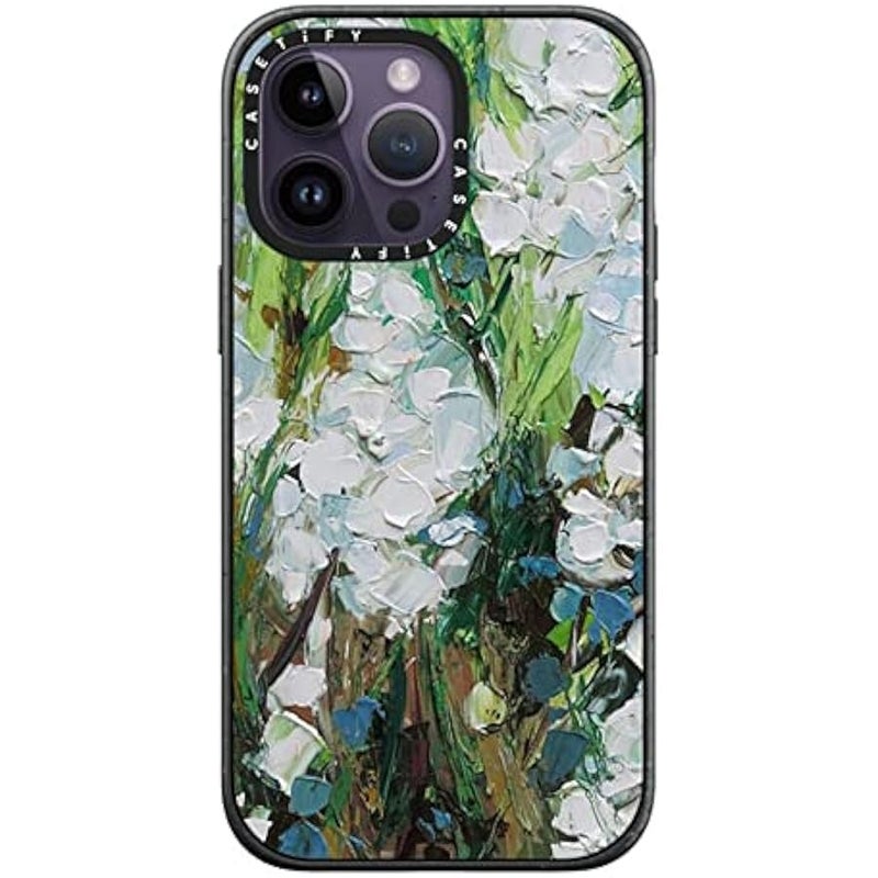 Casetify Impact iPhone 14 Pro Max Case 【4X Military Grade Drop Tested / 8.2ft Drop Protection】 - Wild Squill Flowers - Matte Black - Image 1
