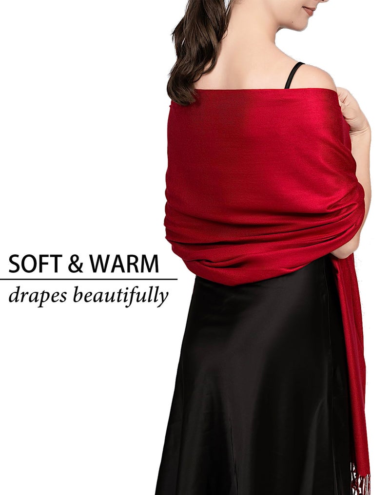 Achillea Soft Silky Pashmina Scarf for Women – Shawl Wrap for Evening Dresses, Bridesmaids, Weddings & Everyday Wear (Burgundy) - Image 4