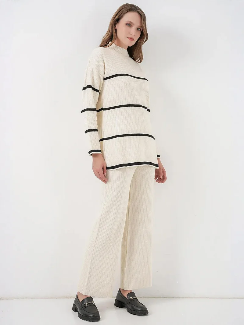 بيغ دارت BDART Striped Ribbed Knitwear Set with Half Turtleneck