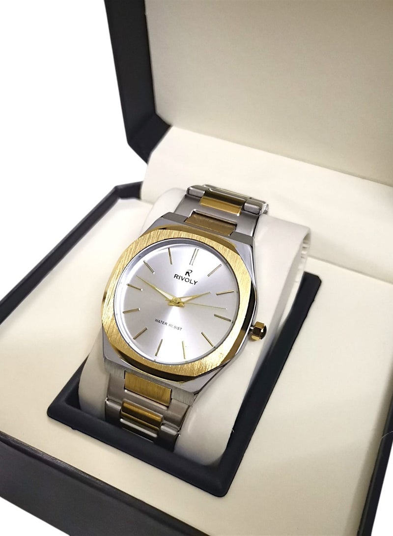 ريفولي ساعة يد للرجال من الستانلس ستيل بعرض انالوج وحركة كوارتز ، سهلة القراءة بتصميم عصري مقاوم للماء، ساعة يد كلاسيكية فاخرة بواجهة كبيرة - Image 2