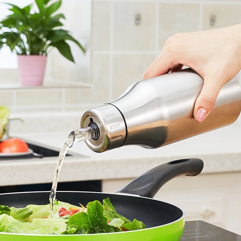 myzon Olive Oil Dispenser Bottle Oil Cruets Soy Sauce Dispenser Leakproof Stainless Steel Oil Bottle with No Drip Pouring Spout Capacity 1000ML