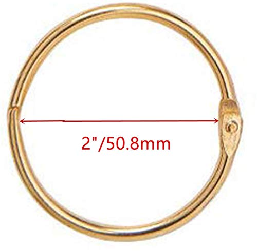 XMHF 2 Inch (20 Pack) Nickel Plated Steel Binder Rings, Golden, for School, Home, Office - Image 2