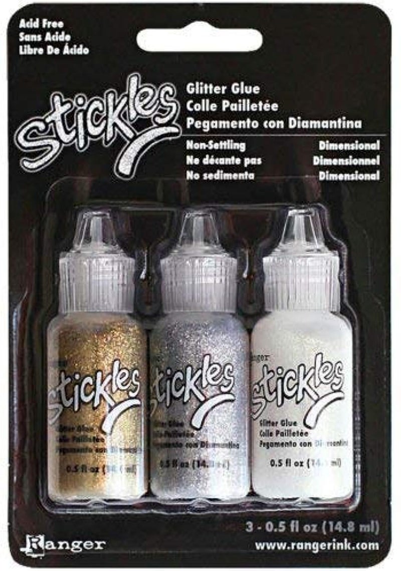 Ranger Stickles Glitter Glue Bundle of 3 Colors | Silver, Diamond, and Gold | Craft Glitter Glues - Image 2