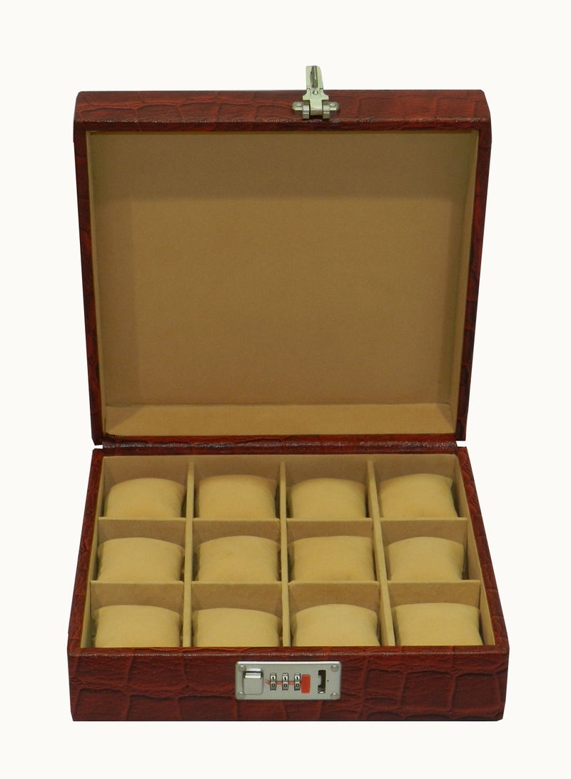 LAVERI LEATHER Laveri Watch Box for Men Women (12 Slots), Premium  Leather Watch Case  Organizer Removable Pillow - Image 1