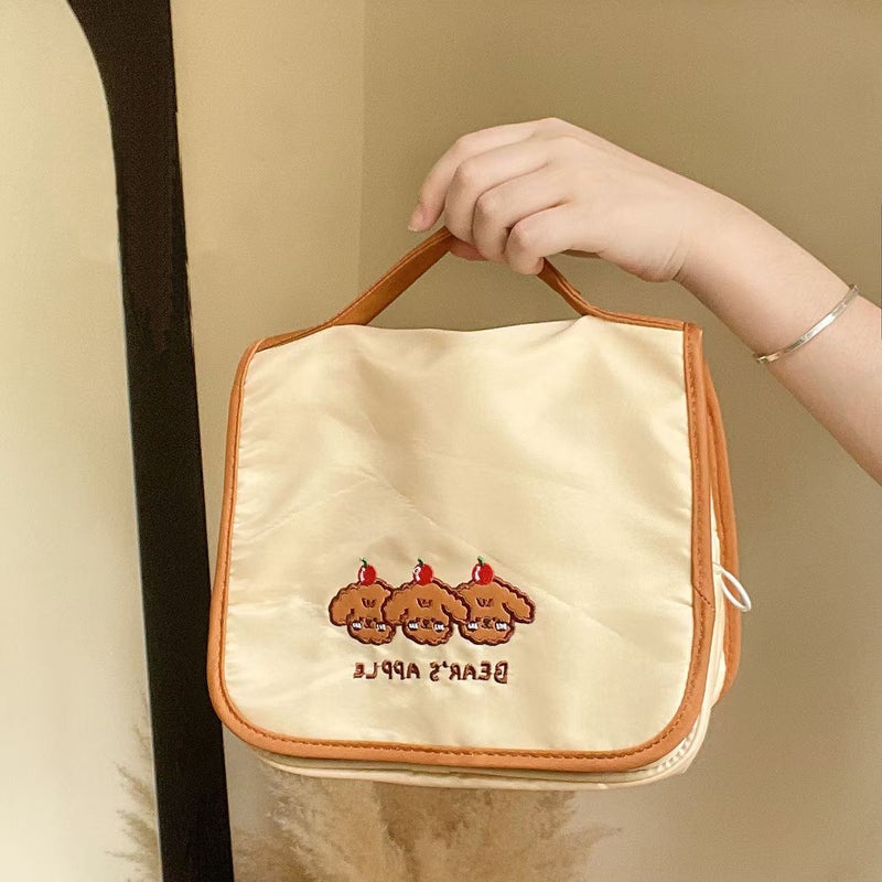 Milk Cafe Puppy Cosmetic Bag High-Value Travel Portable Multi-Functional Cute Embroidery Storage Bag Wash Bag - Image 4