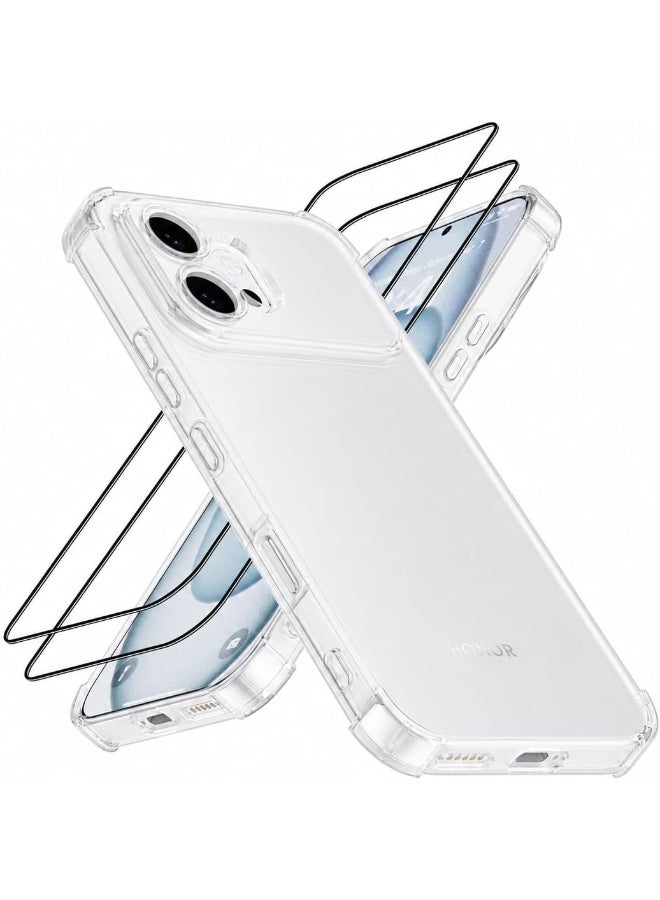 Muzz Clear TPU Bumper Case for Honor 600 5G with 2 Pack Tempered Glass Screen Protectors - Shockproof Transparent Cover - Image 2
