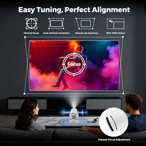 WellSonic Mini Projector with WiFi and Bluetooth, Portable Projector 1080p Support, 5W Soundbase Speaker, 180° Rotation, Auto Keystone Correction, Smart Projector for Home Theater Night - Image 4