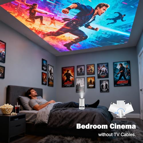 WellSonic Mini Projector with WiFi and Bluetooth, Portable Projector 1080p Support, 5W Soundbase Speaker, 180° Rotation, Auto Keystone Correction, Smart Projector for Home Theater Night - Image 5