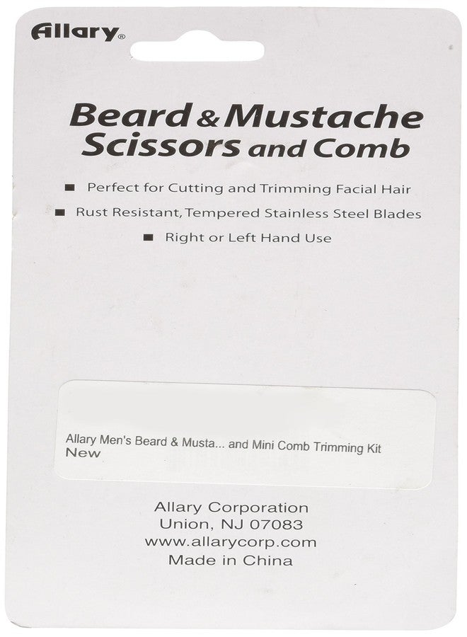 Allary Men's Beard and Mustache Scissors, Mini Comb Trimming Kit - Image 3