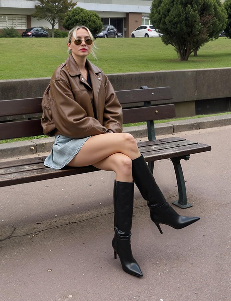 Easyfox Black Knee High Boots for Women Pointed Toe Long Boot 3 In Stiletto Heeled Tall Fall Boots for Women Size 7.5 - Image 3