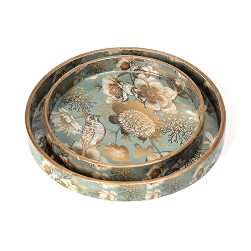 DULI Set of 2 MDF Wood Trays Enamel Coated| Round Trays Set of 2 | Serving Trays | Wooden Tray | Kitchen&Dining Decorative | Resin Tray | Handmade | 7x7 & 9x9 inches (Setof2Round: GreyGoldBirds) - Image 4