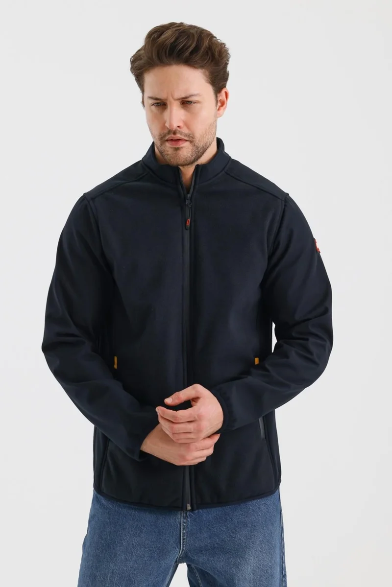 Alexander Gardi Alexandergardı Stand Collar Zippered Unlined Polar Fleece Water Repellent Softshell Fabric Jacket (E24-MNT-02)