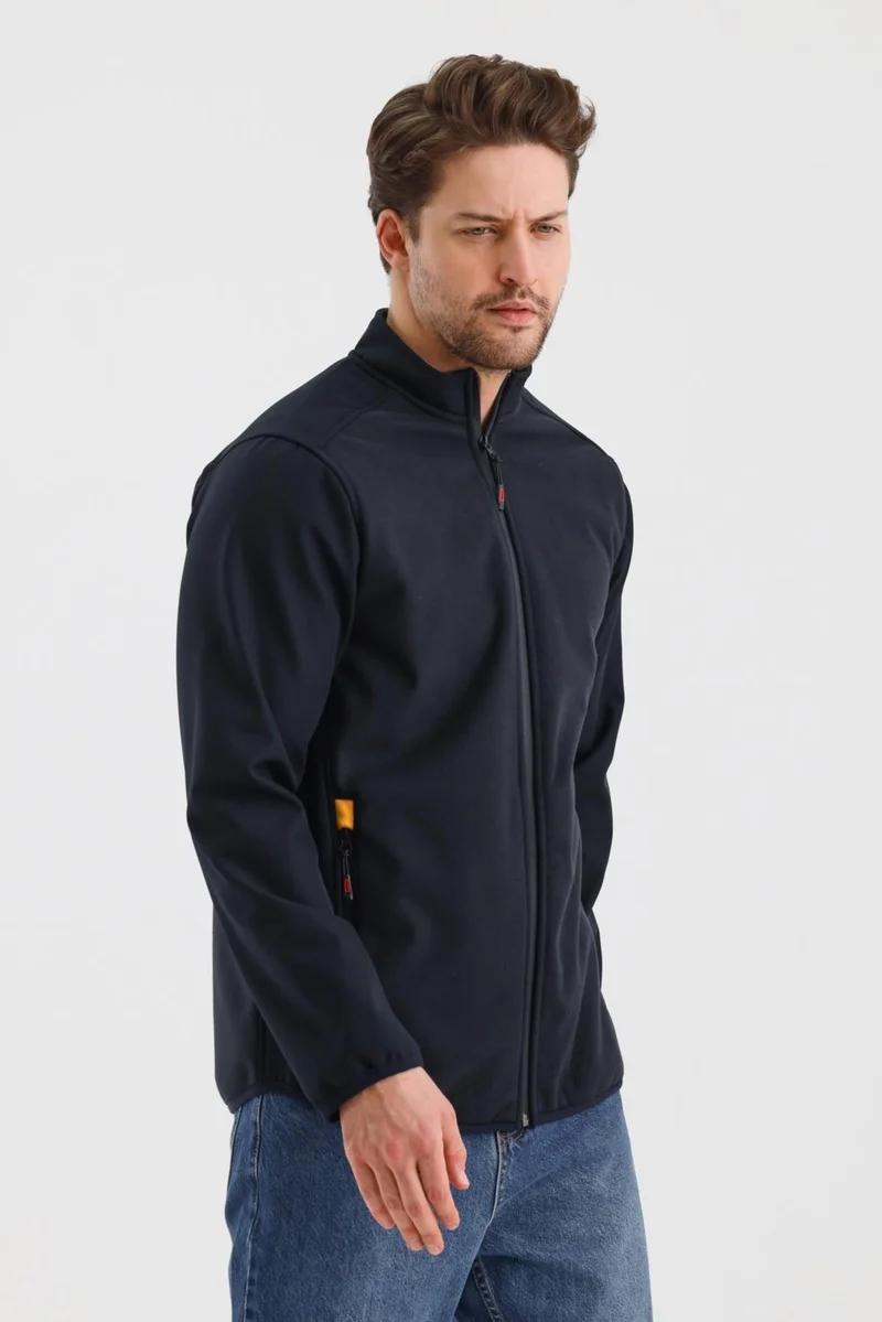 Alexander Gardi Alexandergardı Stand Collar Zippered Unlined Polar Fleece Water Repellent Softshell Fabric Jacket (E24-MNT-02)
