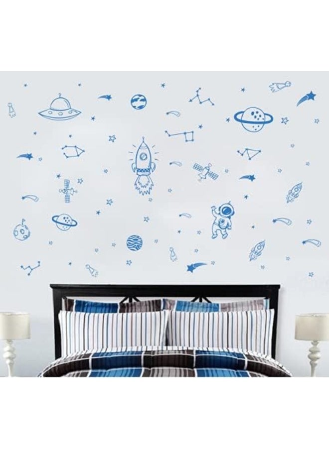 YOYOYU ART HOME DECOR YOYOYU ART HOME DECOR Wall for Boys Room Outer Space Star Rockets Planets Stickers Removable Space Wall Decal for Children Bedroom  - Image 1
