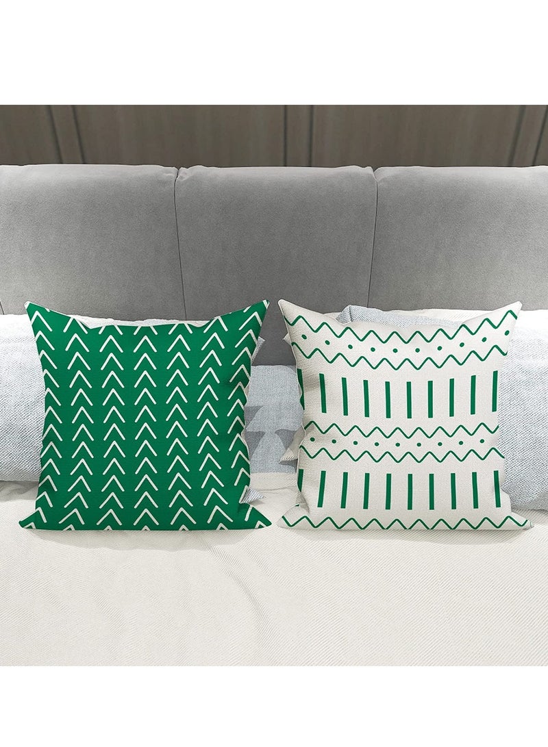 Throw Pillow Cover Modern Sofa Decorative Pillow Covers 18x18 Set of 4 Outdoor Linen Fabric Pillow Case for Couch Bed Car Home Sofa Couch Decoration 45x45cm (Green 18x18 Set of 4)  - Image 4