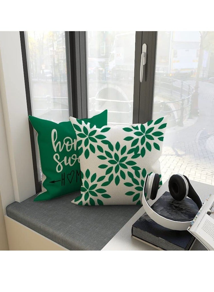 Throw Pillow Cover Modern Sofa Decorative Pillow Covers 18x18 Set of 4 Outdoor Linen Fabric Pillow Case for Couch Bed Car Home Sofa Couch Decoration 45x45cm (Green 18x18 Set of 4)  - Image 5