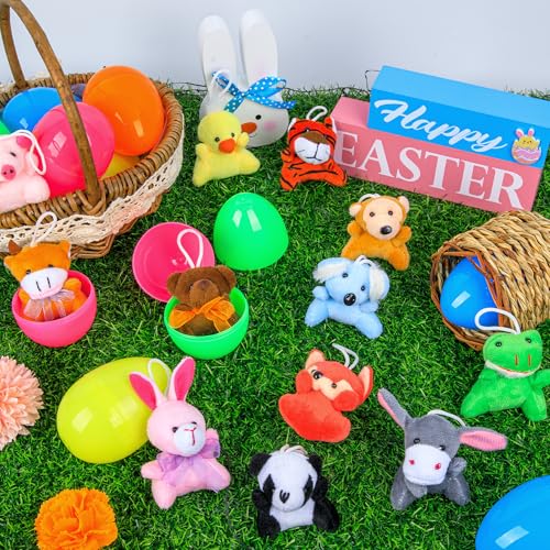 Sofier Plastic Easter Eggs with Animal Toys 12pcs Filled Easter Eggs 34 Easter Basket Stuffers Easter Egg Fillers Kids Classroom Gift Exchange Party Favors - Image 5