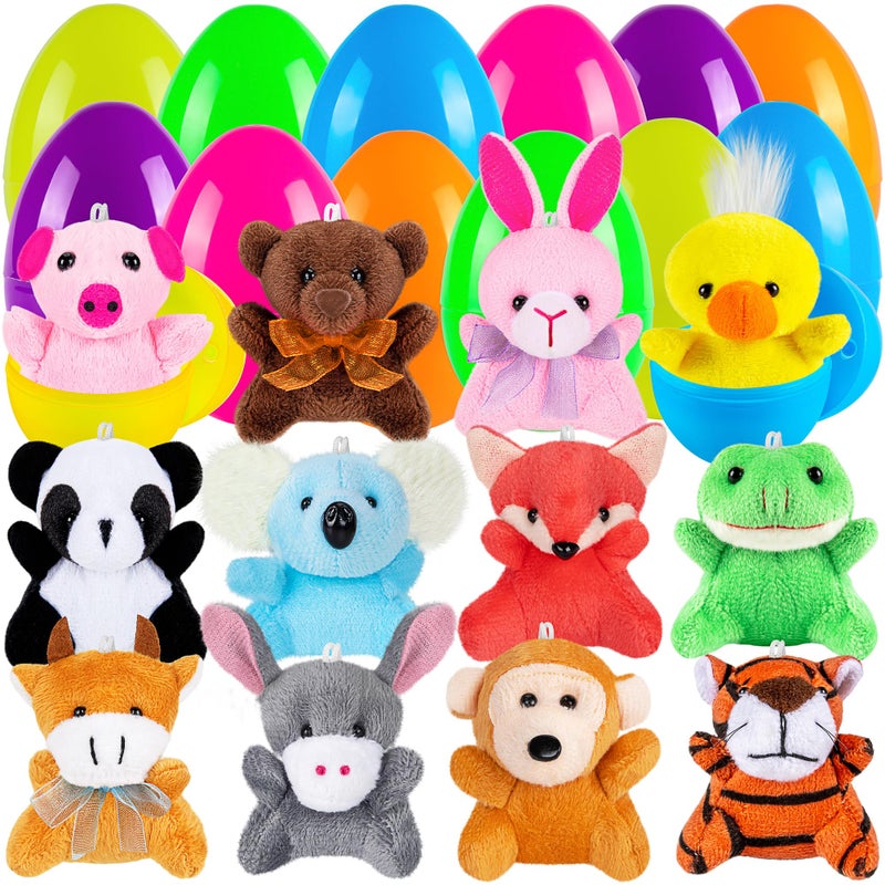 Sofier Plastic Easter Eggs with Animal Toys 12pcs Filled Easter Eggs 34 Easter Basket Stuffers Easter Egg Fillers Kids Classroom Gift Exchange Party Favors - Image 3