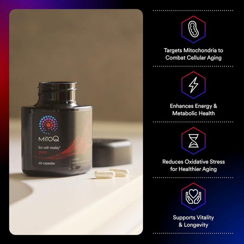 MitoQ Pure Advanced Mitochondria Supplement Superior Bioavailability to CoQ10  Reduces Free Radical Damage for Healthy Aging Metabolism Heart Health Energy Strength  Mobility - Image 2