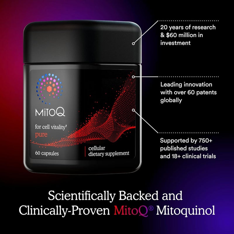 MitoQ Pure Advanced Mitochondria Supplement Superior Bioavailability to CoQ10  Reduces Free Radical Damage for Healthy Aging Metabolism Heart Health Energy Strength  Mobility - Image 4