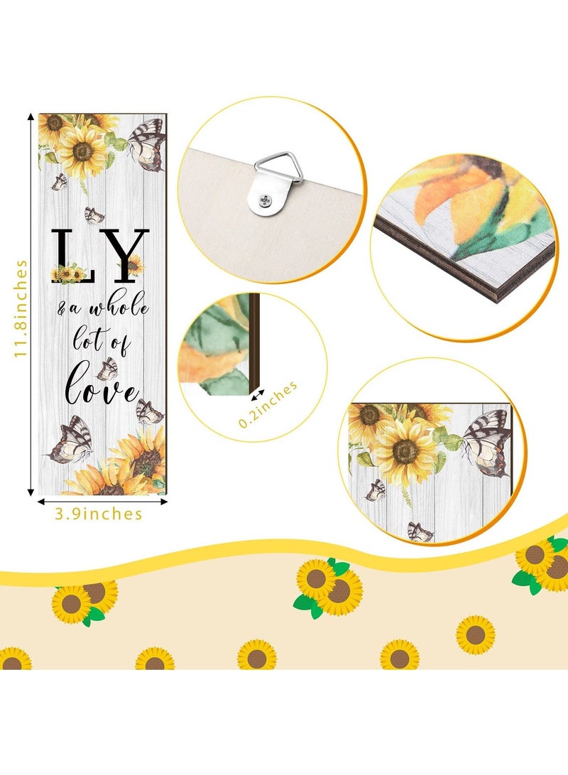 KASTWAVE Inspirational Wall Decor, 3 Pieces Family Sunflower Butterfly Wall Decor, Family a Little Bit of Crazy Love, Loud Rustic Wood Sign, Hanging Wall Decor for Living Room Home Office Kitchen - Image 2