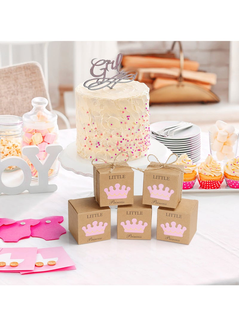 Excefore Little Princess Kraft Paper, 50 Pack Baby Shower Favour Boxes for Girls Birthday Party Decoration/Gifting Supplies (5 x 5 x 5 cm)  - Image 3