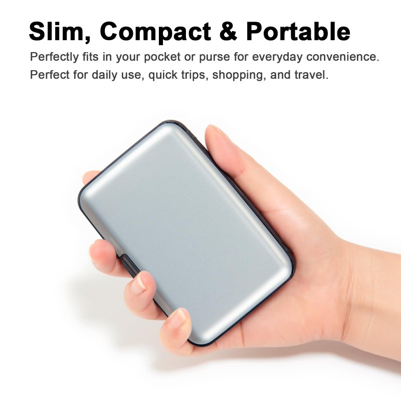 Kaabao Credit Card Holder Small RFID Blocking Wallet Business Metal Slim Mini Aluminum Hard Case for Women Men (Silver) - Image 2