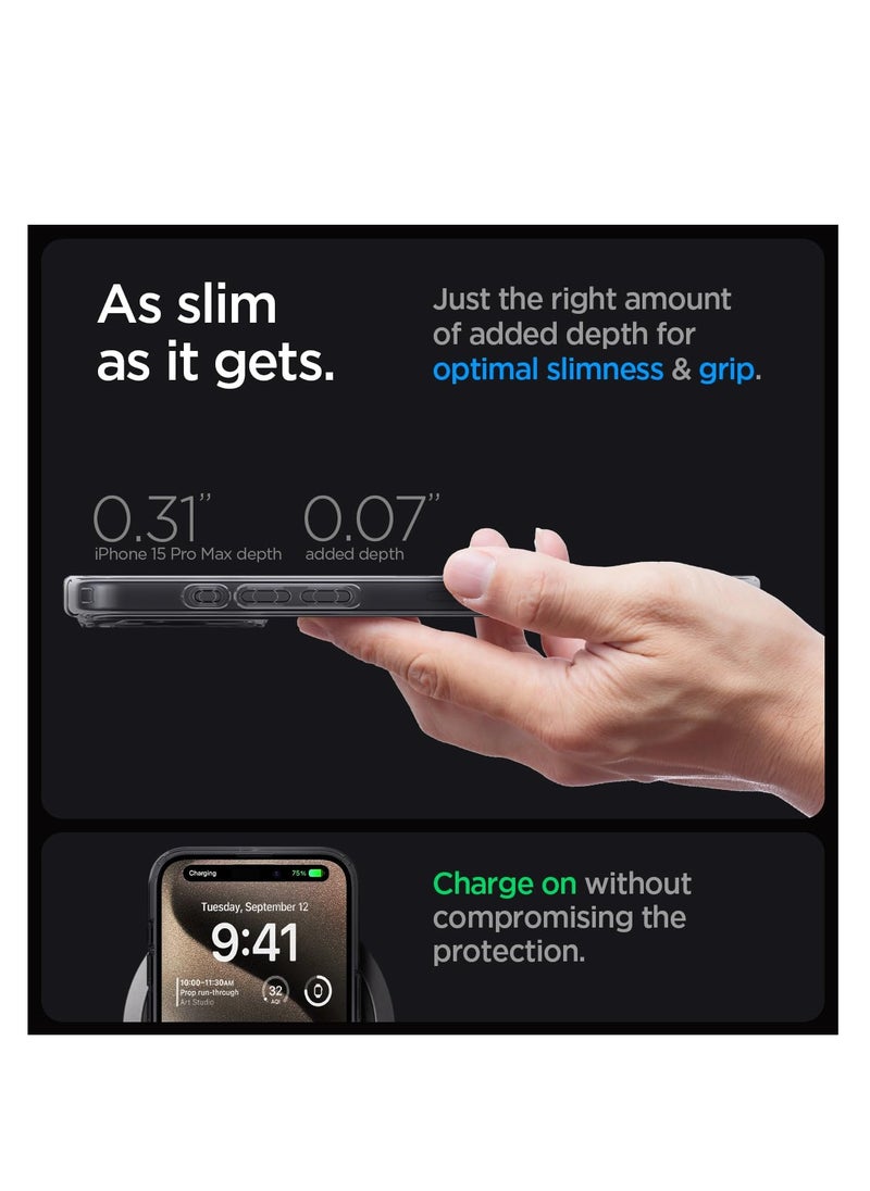 SYOSI - Magnetic Shockproof for iPhone 15 Pro Max Case, Camera Protection & Military Grade Drop Tested, Compatible with MagSafe, Sturdy Kickstand Frosted iPhone 15 Pro Max Phone Case, Black Titanium - Image 1