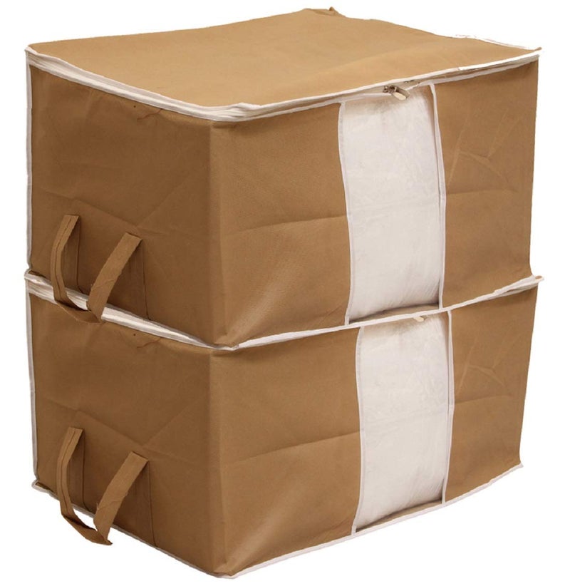 Kuber Industries 2 Piece Non Woven Under Bed Storage Organiser Extra Large Brown Standard CTKTC0370 - Image 1