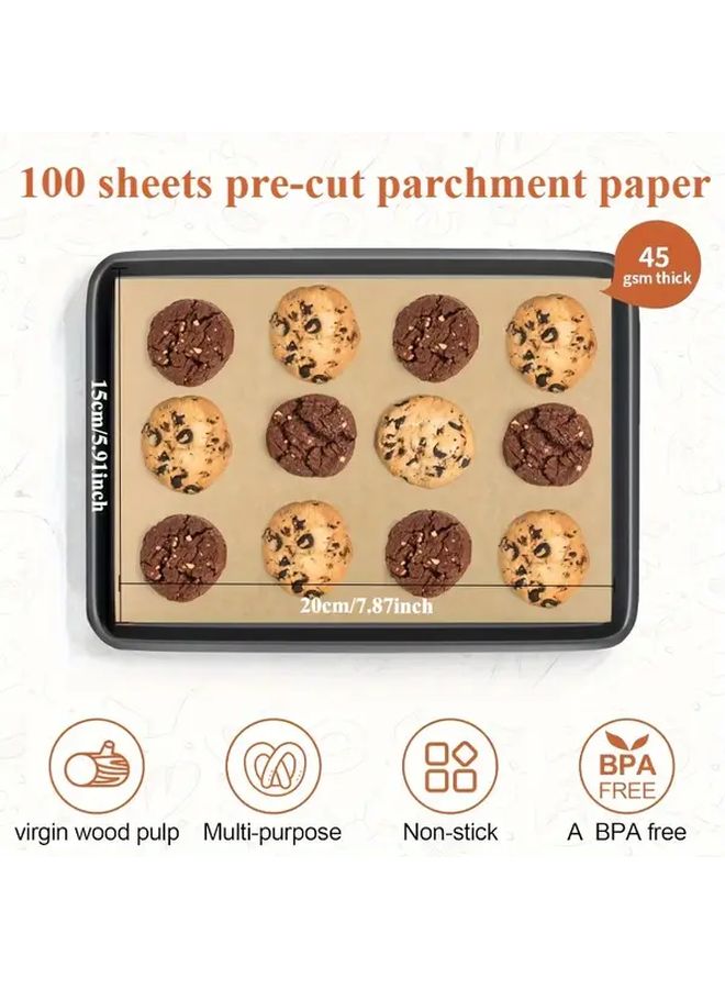 Brown Unbleached Parchment Paper 100 Sheets Pre Cut Heat Resistant Non Stick Baking - Image 3