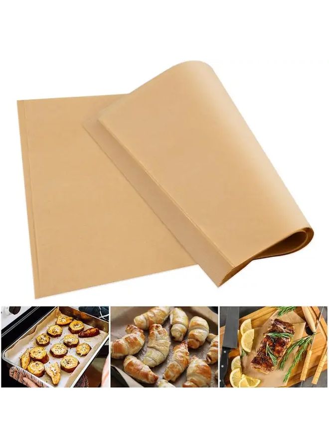 Brown Unbleached Parchment Paper 100 Sheets Pre Cut Heat Resistant Non Stick Baking - Image 1