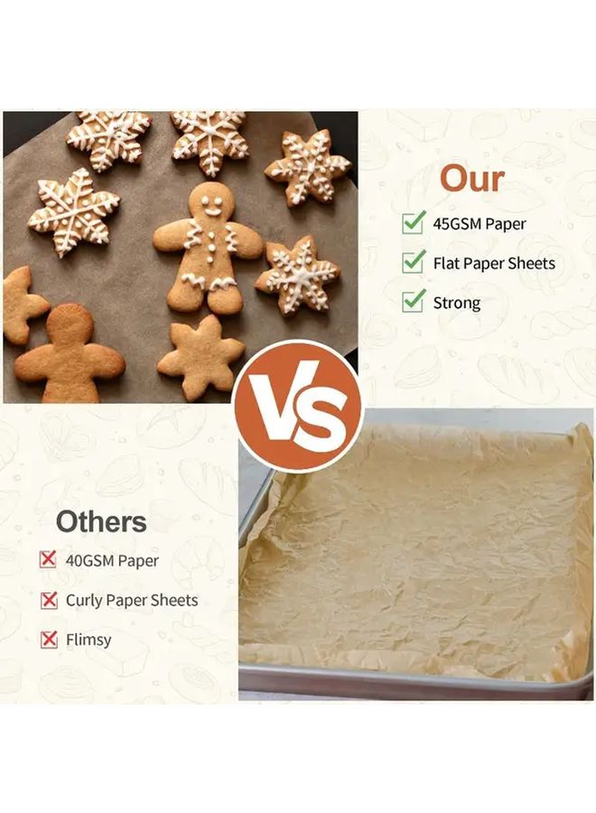 Brown Unbleached Parchment Paper 100 Sheets Pre Cut Heat Resistant Non Stick Baking - Image 5