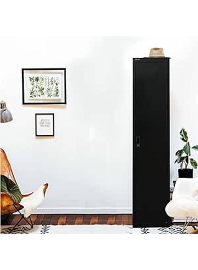 RIGID Single door locker, Steel Metal Storage Locker- with hanging space shelving with 2 shelve (Black) - Image 1