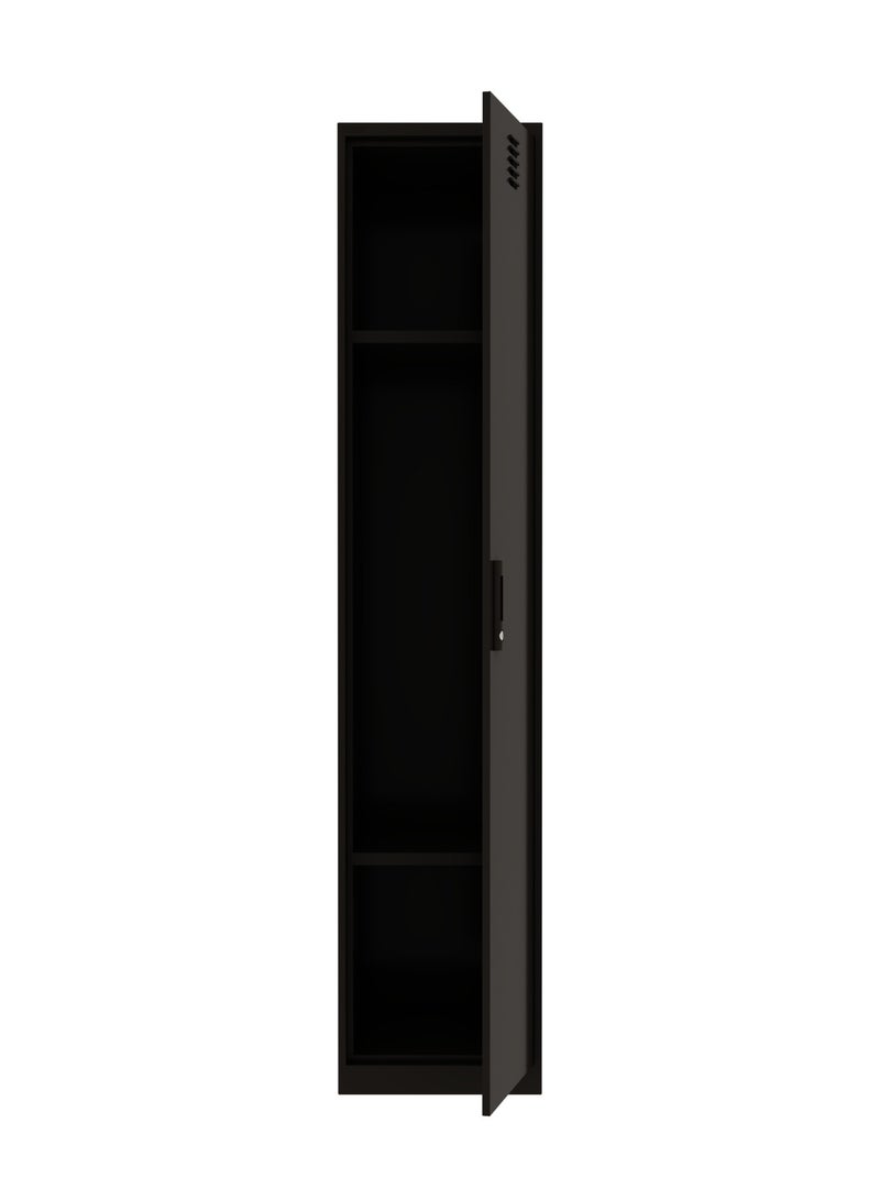 RIGID Single door locker, Steel Metal Storage Locker- with hanging space shelving with 2 shelve (Black) - Image 5