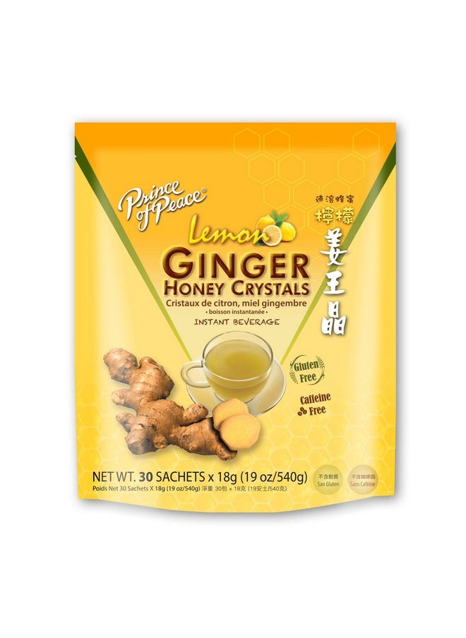 prince of peace - Instant Lemon Ginger Honey Crystals 30 Sachets Instant Hot Or Cold Beverage Easy To Brew Ginger And Honey Crystals - Image 1