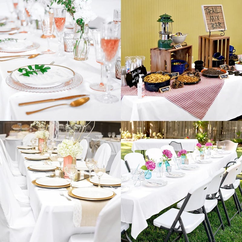FXKS 4 Pack White Polyester Tablecloth 60 x 102 inch Rectangle Table Cloth for 6 Feet Rectangle Tables,Stain and Wrinkle Resistant Washable Polyester Table Cover for Wedding Parties Banquet Kitchen - Image 5
