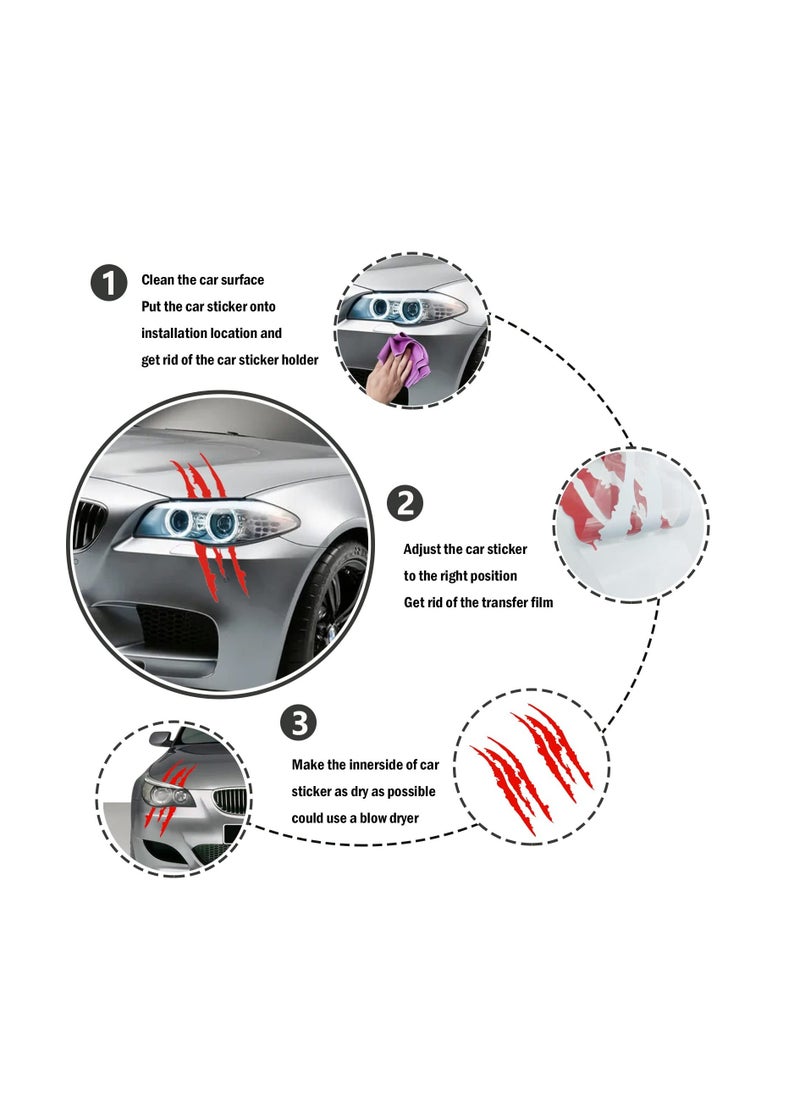 Loquat Claw Mark Decals for Cars, 2PCS Red Headlight Car Sticker, Monster Claw Marks, Car Sticker Stripes Scratch Decal Vinyl, for Sports Cars SUV Truck Window Motorcycles ect - Image 4