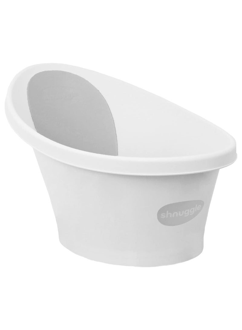 Shnuggle حمام الأطفال حديثي الولادة | دعم مدمج وظهر ناعم | مناسب من حديثي الولادة | دعم مقعد الحمام يشمل قابس (أبيض) - Image 1