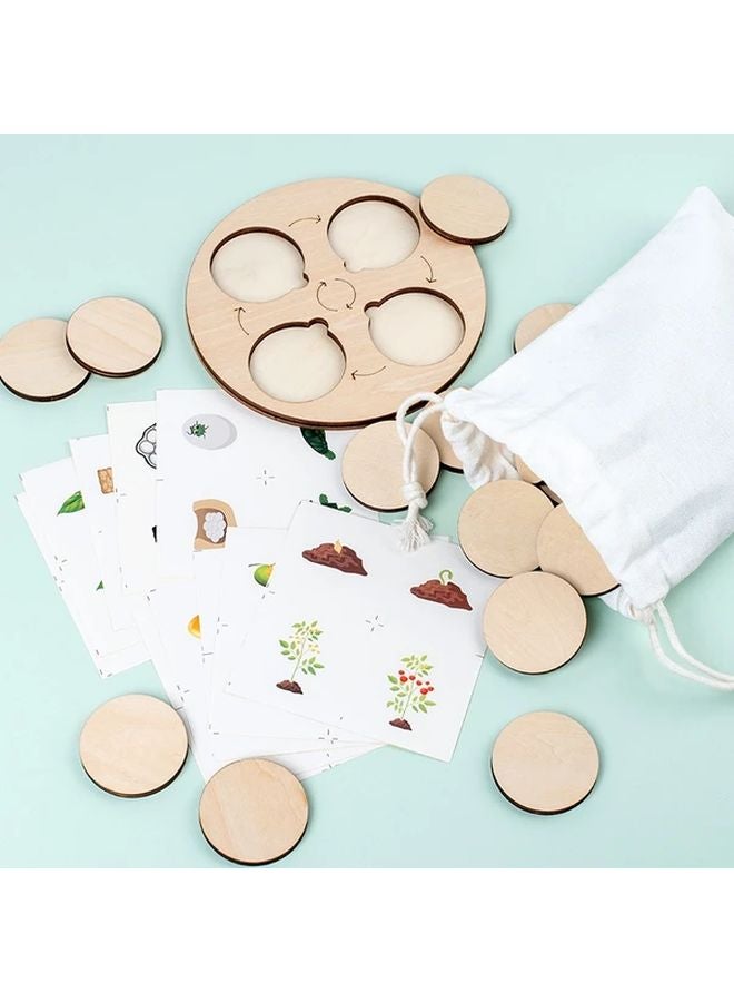 Wooden Animal Life Cycle Learning Set With Stickers Display Tray Storage Bag Preschool Educational Toy - Image 5